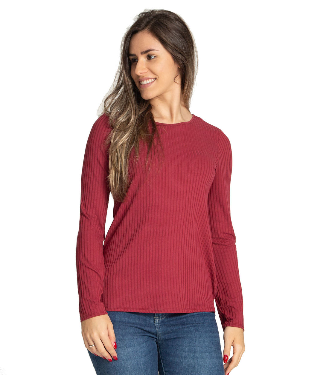 Blusa Feminina Canelada com Manga Longa Rovitex - Moda Feminina e Masculina, Itens para Casa e Mais l Rovitex