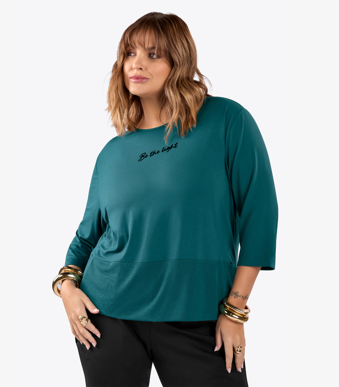 Blusa Feminina Manga 3/4 Plus Size Secret Glam - Moda Feminina e Masculina, Itens para Casa e Mais l Rovitex