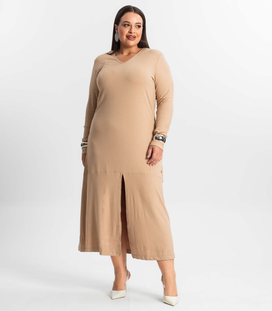 Vestido Midi Plus Size Manga Longa Secret Glam - Moda Feminina e Masculina, Itens para Casa e Mais l Rovitex