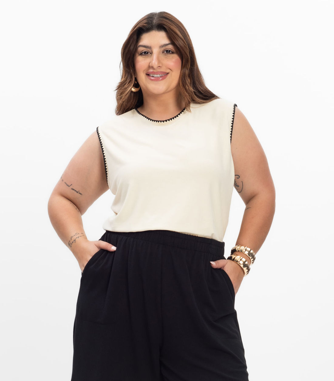 Regata em Viscose Feminina Plus Size Secret Glam - Moda Feminina e Masculina, Itens para Casa e Mais l Rovitex