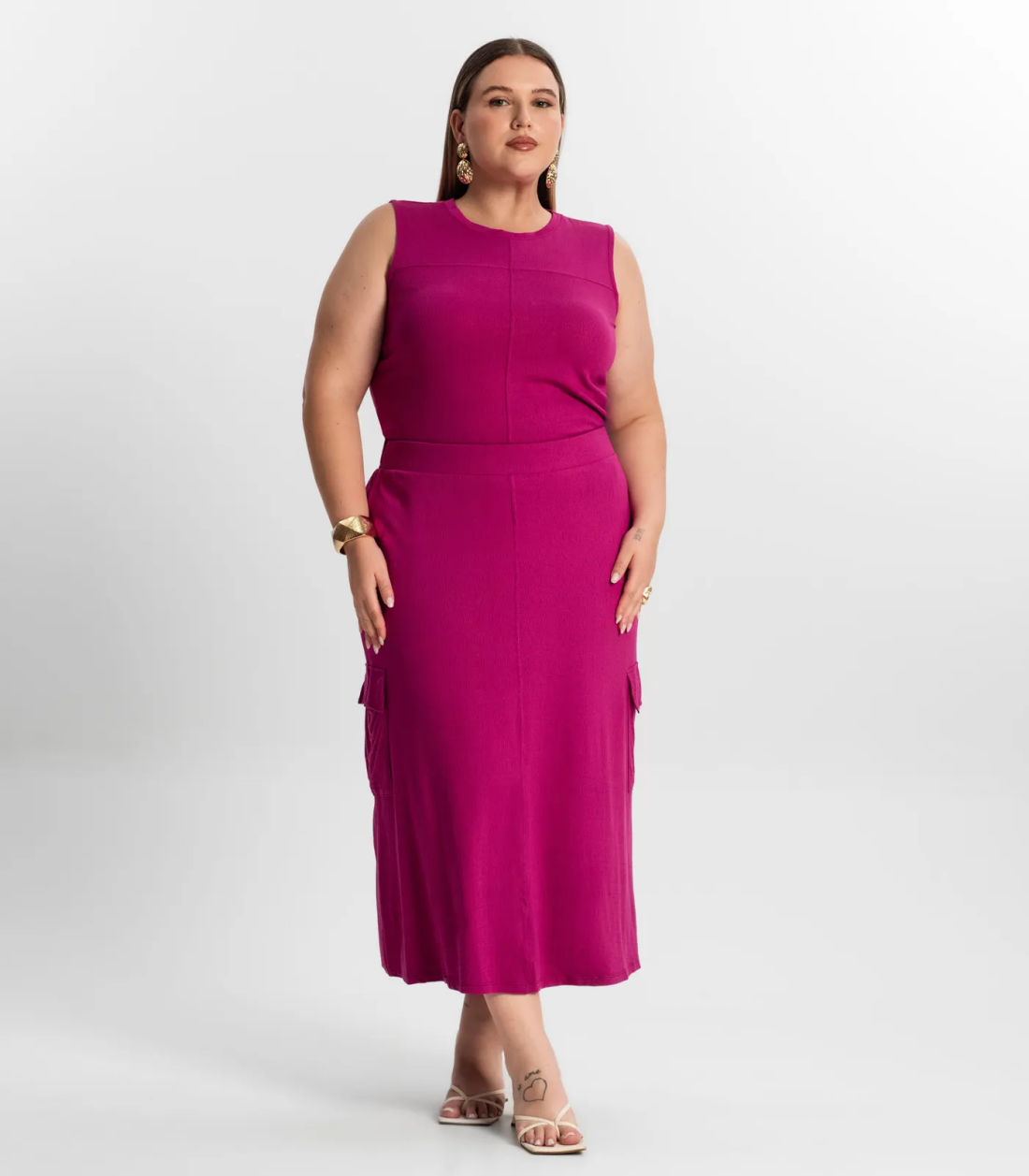 Conjunto Plus Size Regata com Saia Secret Glam - Moda Feminina e Masculina, Itens para Casa e Mais l Rovitex
