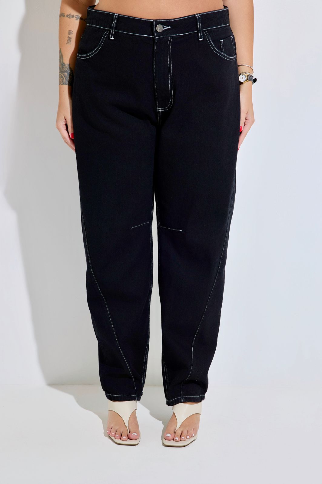 Calça Jeans Reta Plus Size Isabella Black - 787 Shirts
