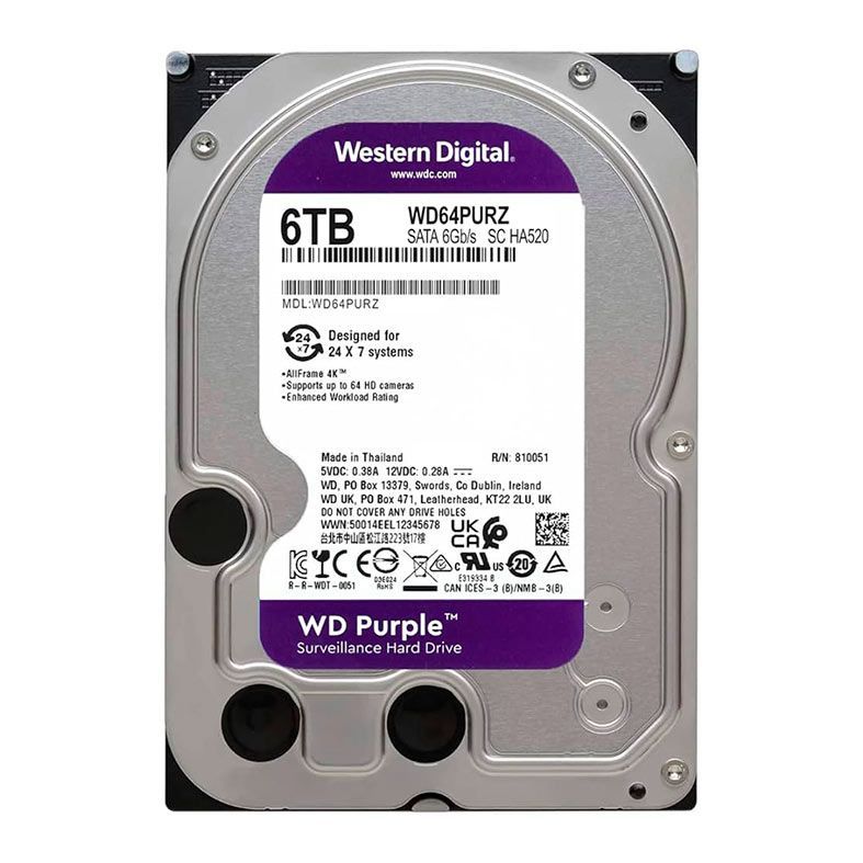 HD WD Purple™ Disco rígido para CFTV 6TB WD64PURZ