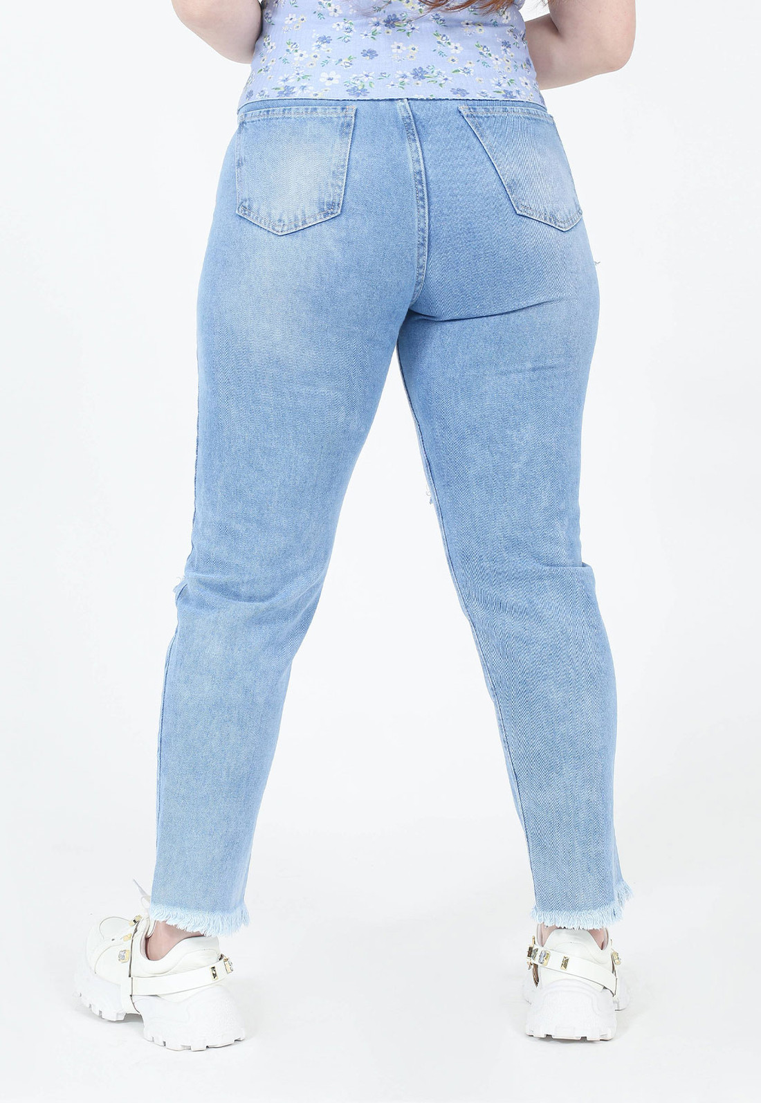 CalÇa Mom Jeans Rasgos Azul