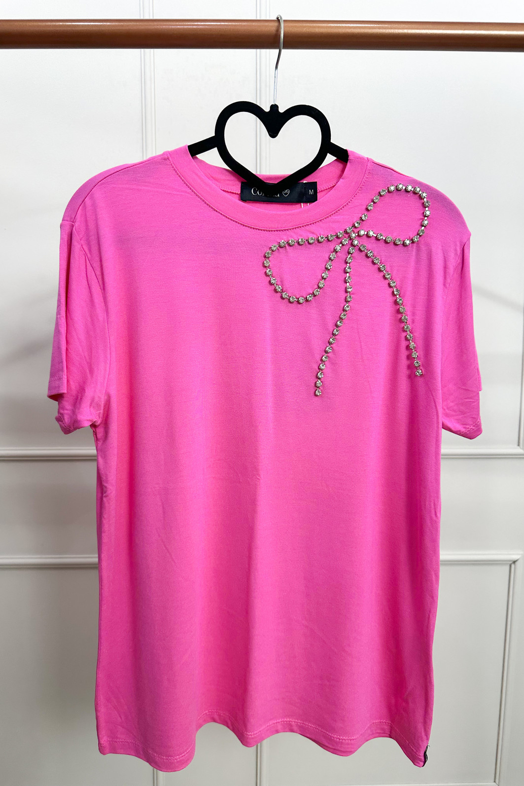 Camiseta feminina T-shirt básica algodão rosa pink em Promoção na