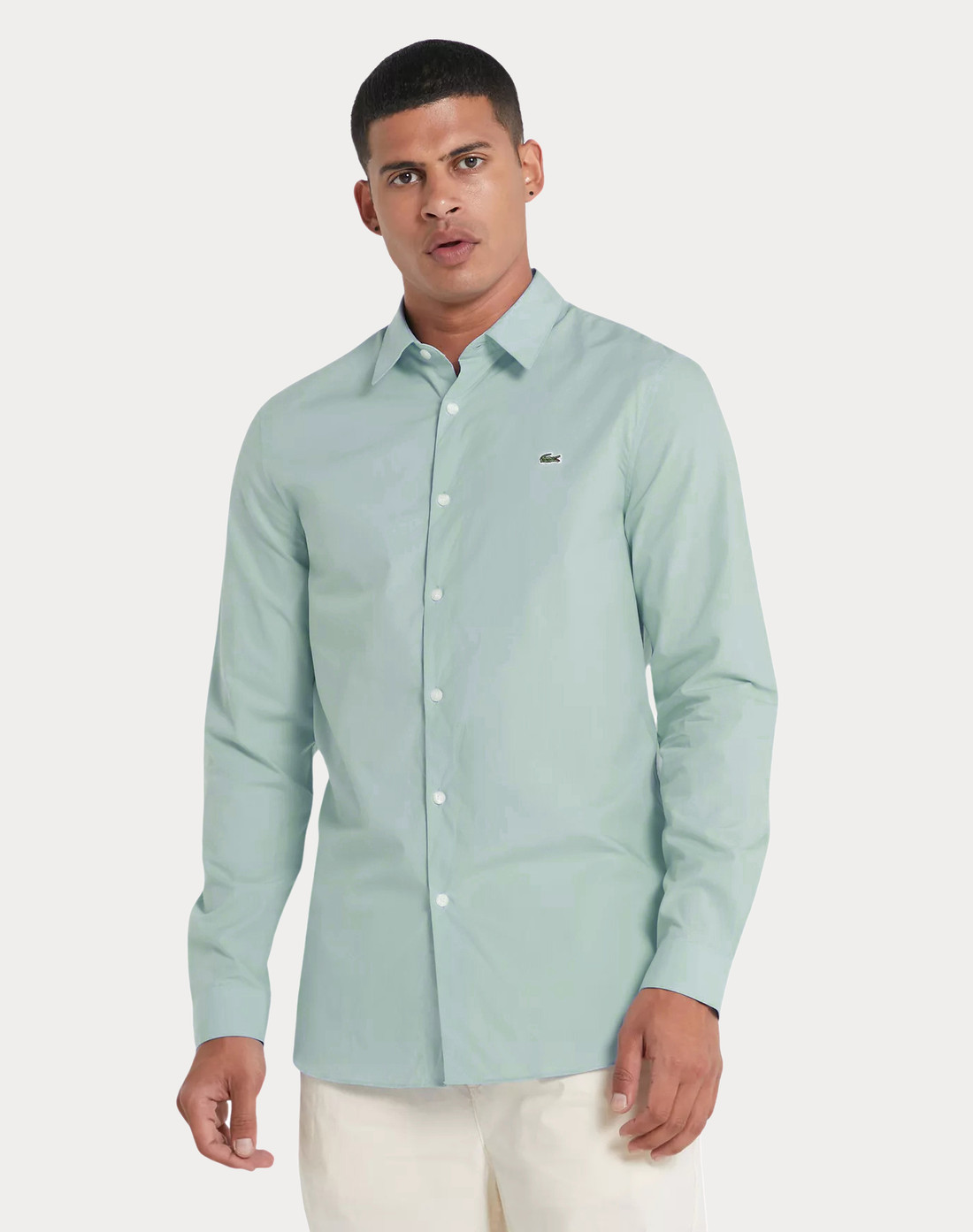 Camisa Lacoste Regular Fit Logo Classic Oxford Verde Claro TheVest