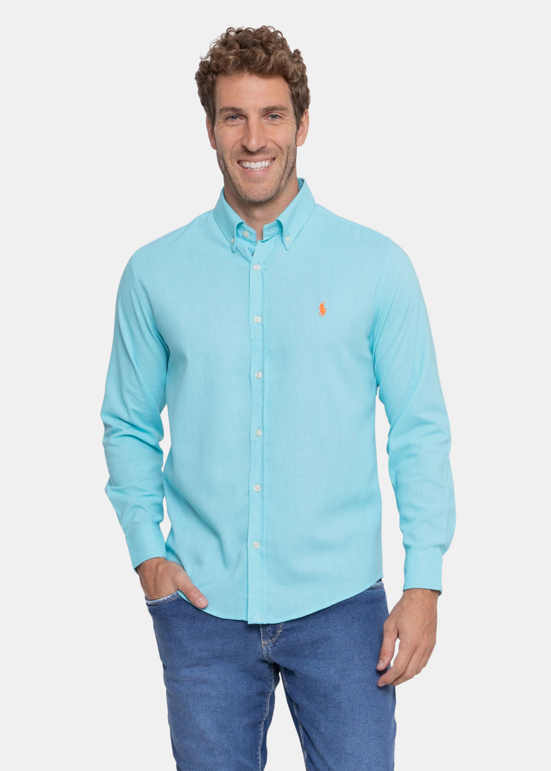 Cyan様 Ralph Lauren Camisa Polo Ralph Lauren Masculina Custom Fit Azul Celeste Pony