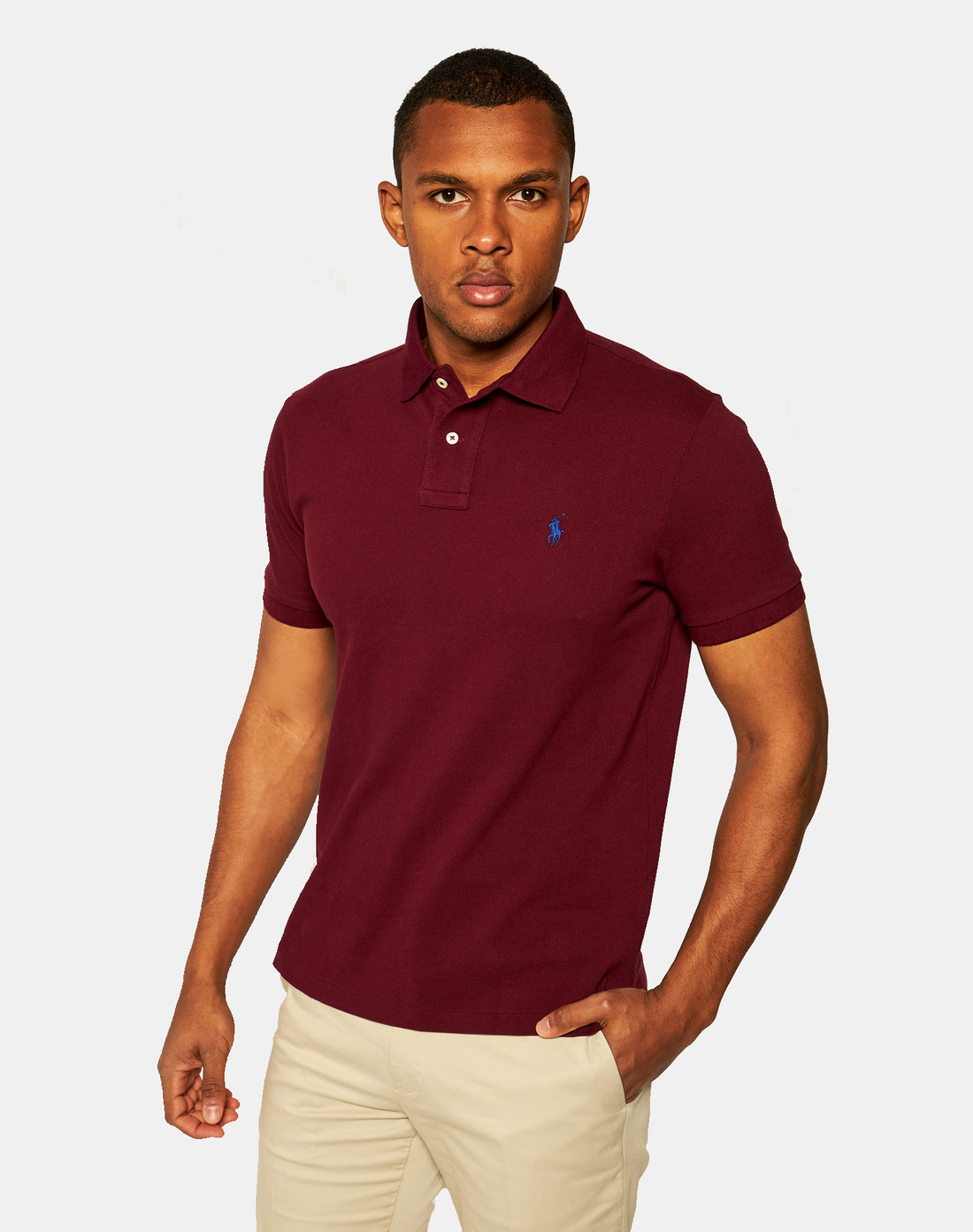 Camisa Polo Ralph Lauren Custom Fit Masculina Blue Icon Vinho