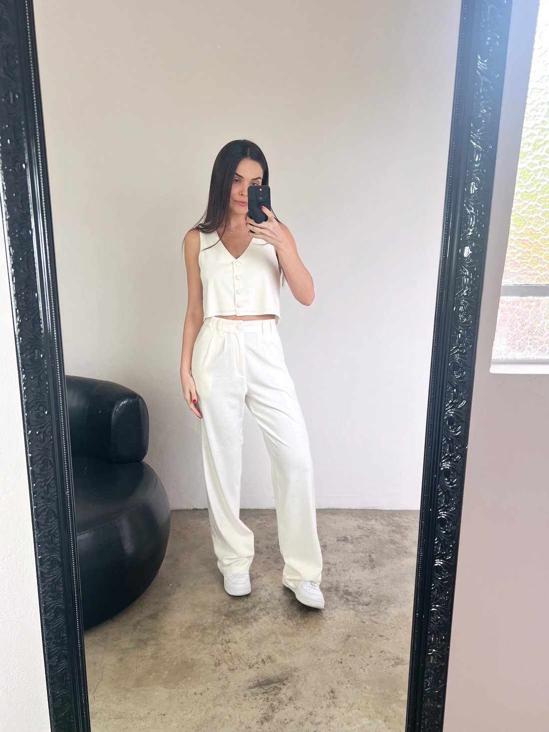 Calça Sarja CalÃ§a Branca Bolso Faca Calça Linho Alfaiataria