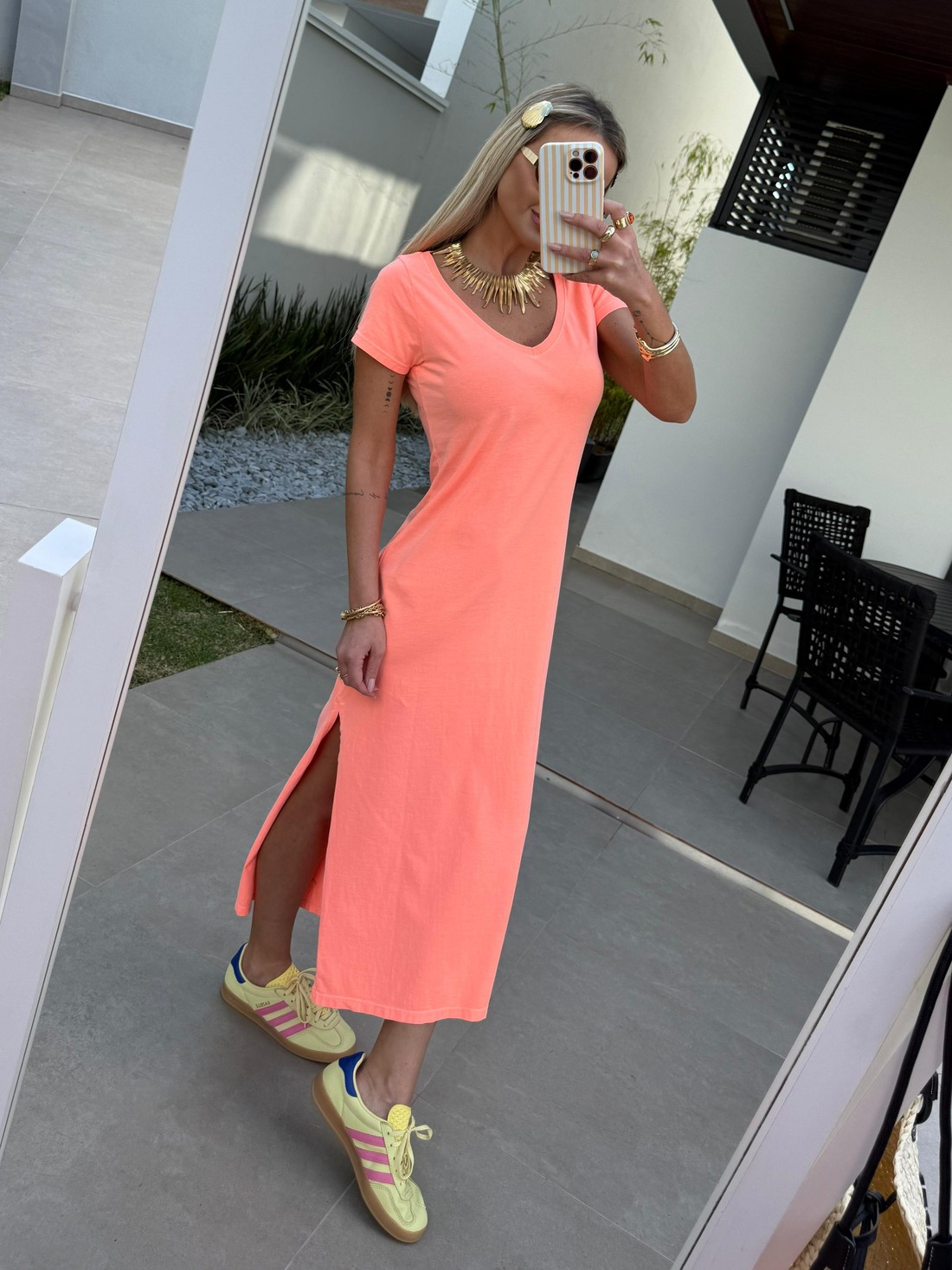 vestido midi vestido coral complementos