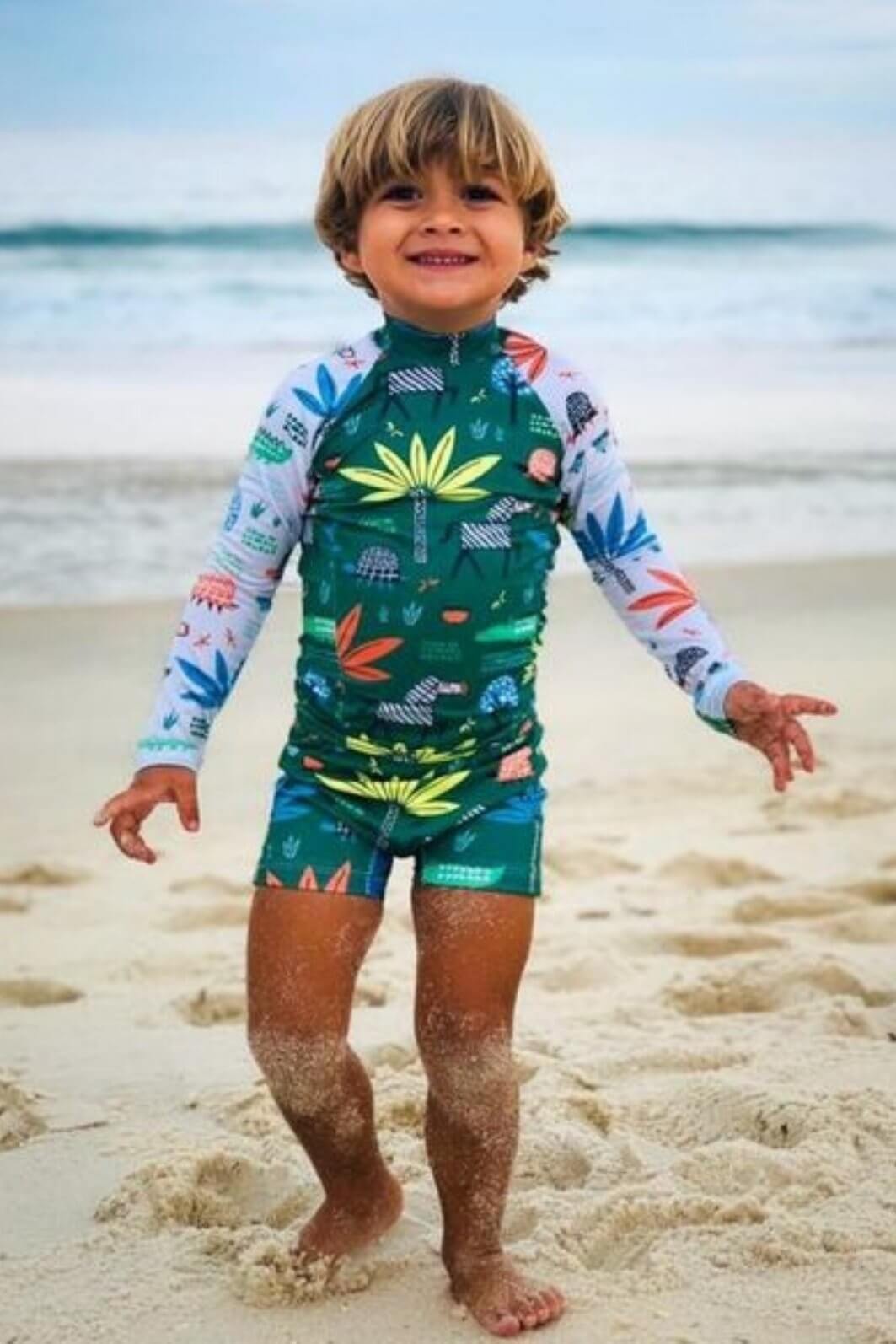 Macacão Roupa De Banho Para Bebe Com Filtro Solar Conjunto Praia