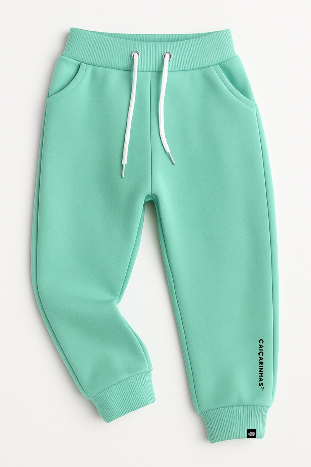 Calça Infantil Jogger Verde Menta Caiçarinhas com Ajuste na