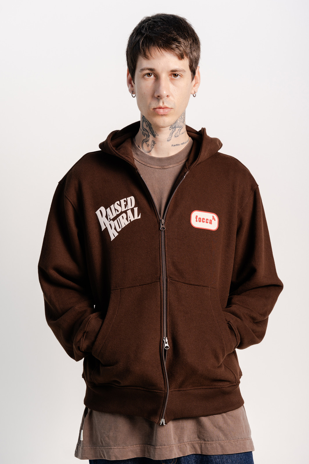 MOLETOM DOUBLE ZIP RAISED RURAL MARROM Focca Hype