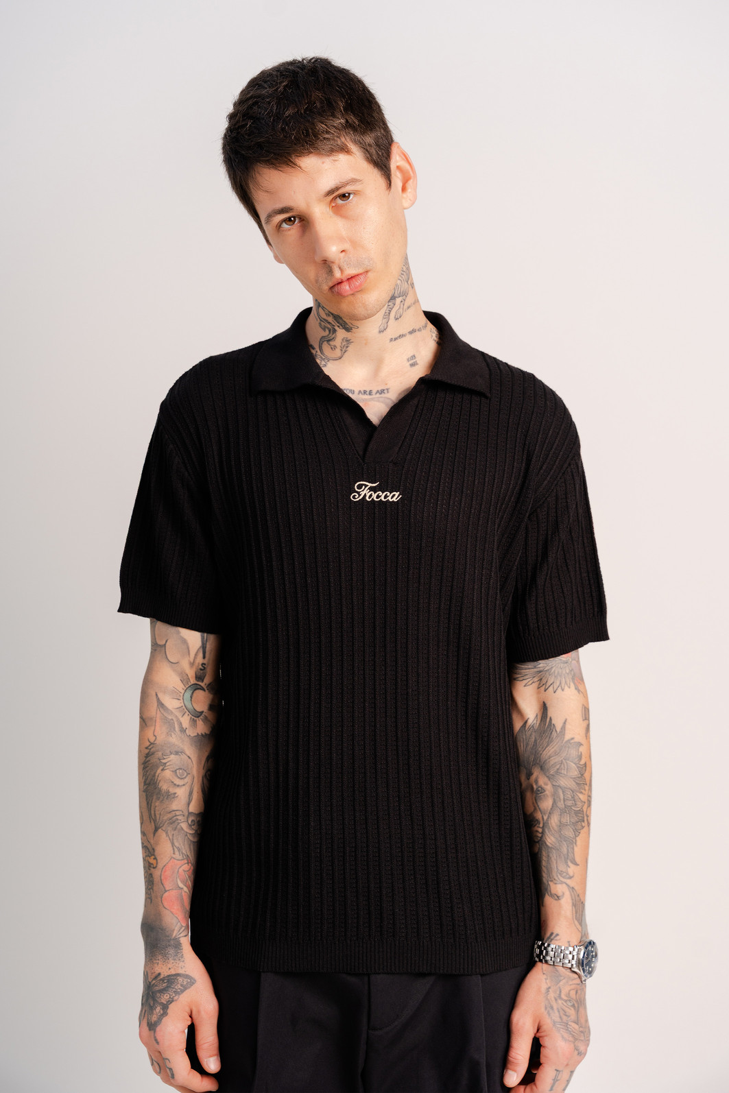 CAMISA POLO TRICOT BLACK Focca Hype
