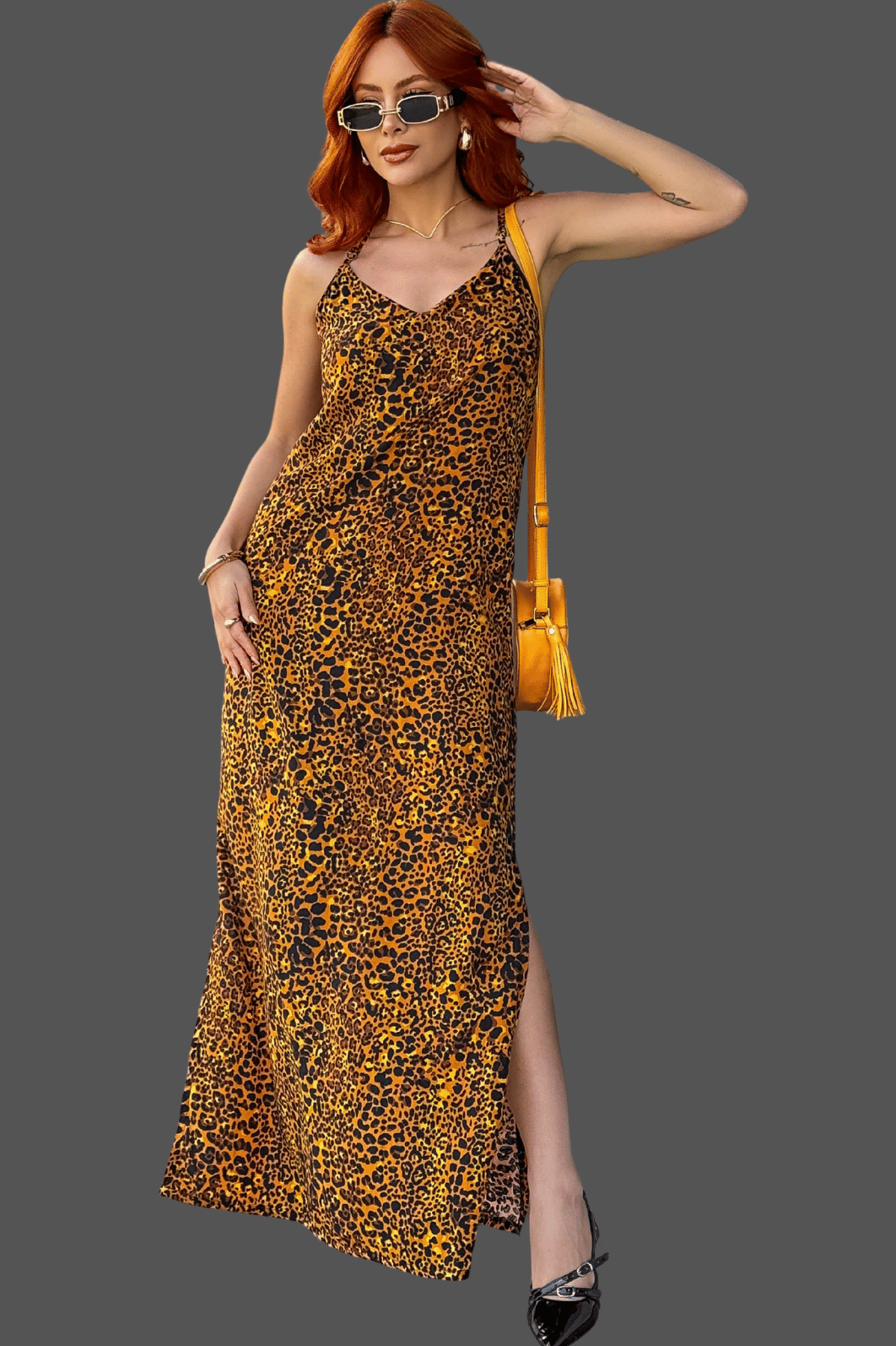 VESTIDO LONGO VISCOSE ONÇA Amo Tee Loja Virtual