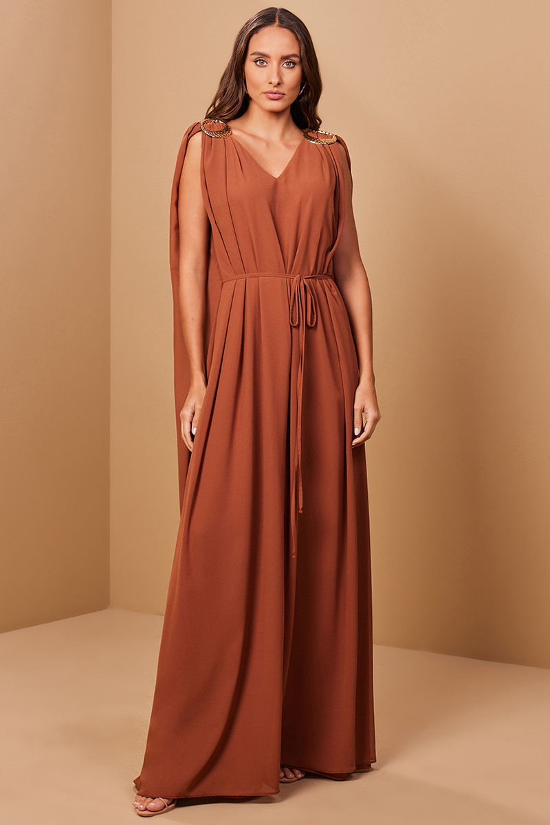Vestidos largos de chiffon de un hombro con bolsillos Blanco Tallas Grandes