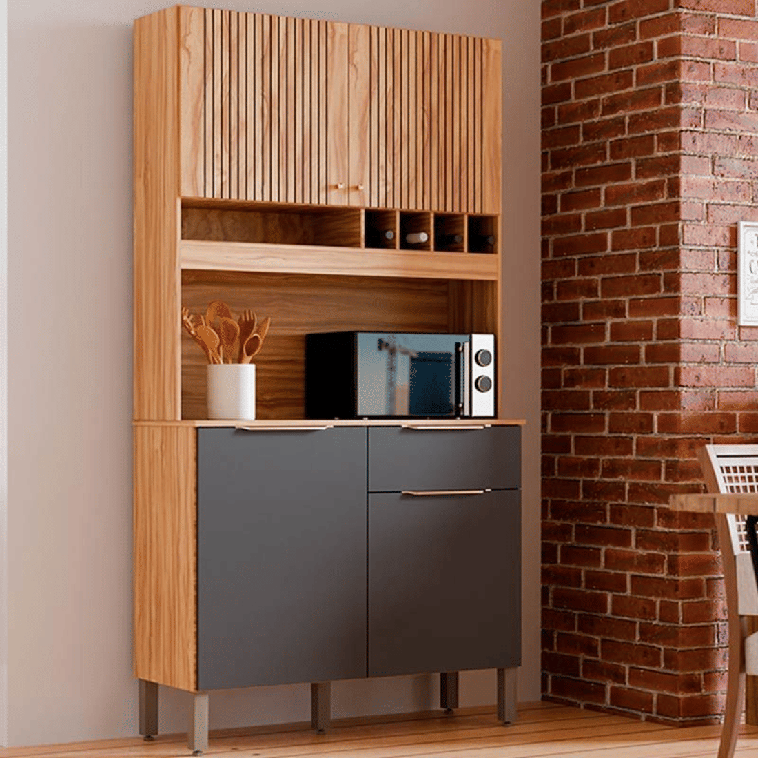 Armário de Cozinha Kit 4 Portas 1 Gaveta em MDF Ronipa Moscato