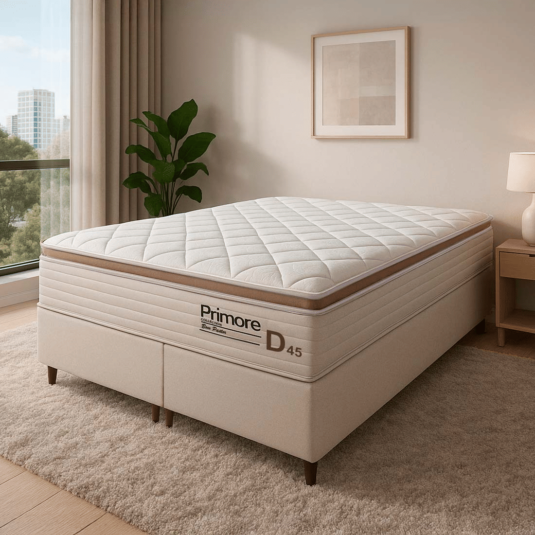 Conjunto Cama Box Queen Size Primore Casal 158cm, EPS com Espuma