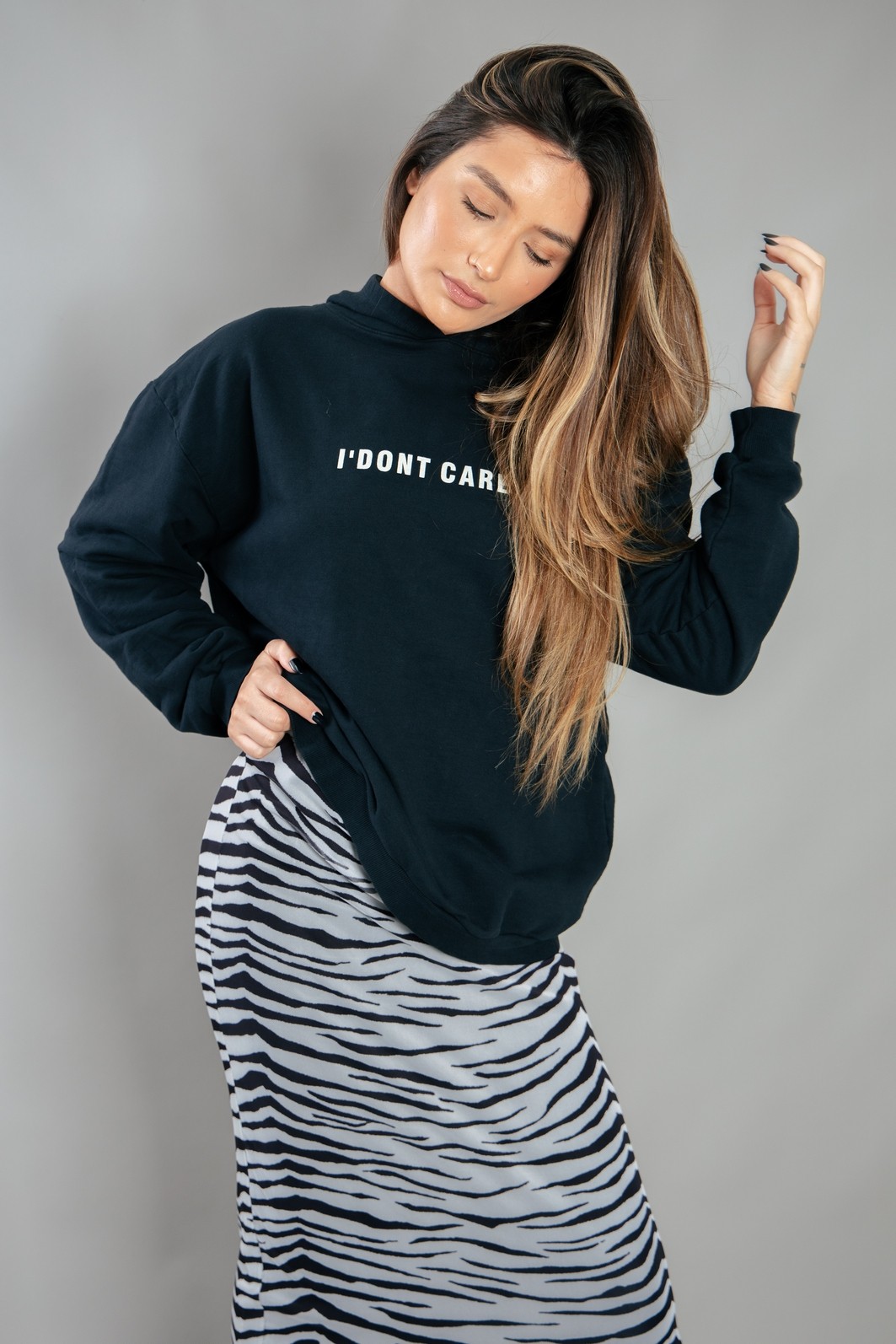 Casaco De Moletom Preto I Dont Care Marina Gabriella Roupas Femininas