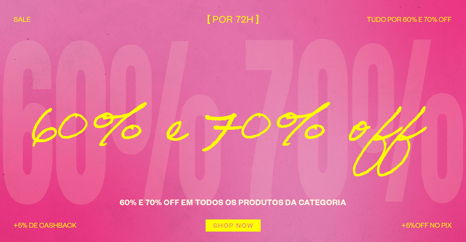 descontos de 60 e 70% OFF