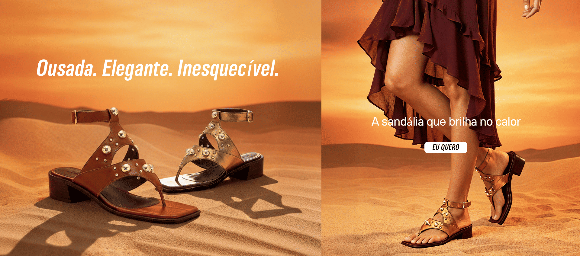 Sandália em Couro com Rebites Cromados