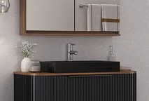 Balcão para Banheiro Alice 100cm Preto Suspenso