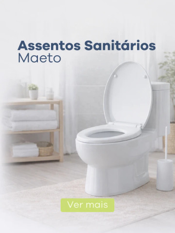 Assento sanitário Maeto instalado em banheiro moderno, com design branco, ambiente clean e iluminação natural