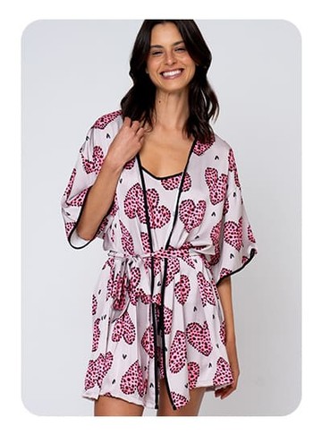 Pijamas Acetinados com Estampa Animal Print | Acuo