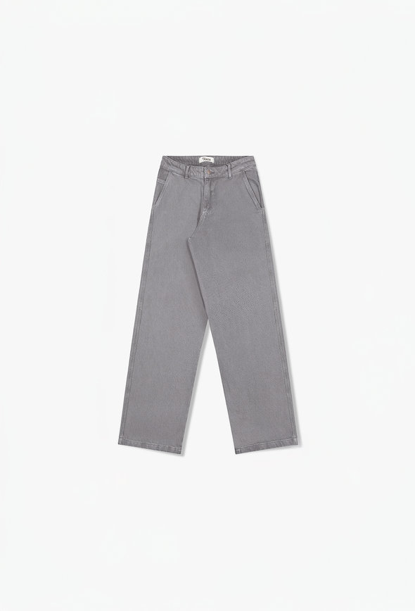 Calça Sarja Reta Stoned Cinza Focca Hype