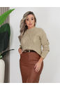 BLUSA MANGA LONGA TRICOT RÚBIA - BEGE