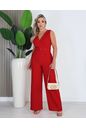 MACACÃO DE POLI LINHO PANTALONA BRUNA - VERMELHO