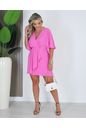 VESTIDO MANGA AMPLA TEREZA - ROSA CHICLETE