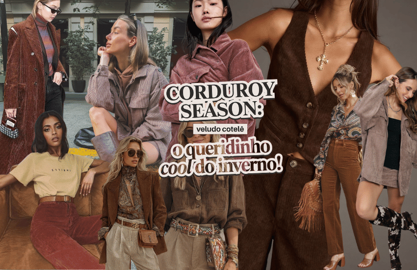 Banner CORDUROY SEASON: o veludo cotelê é o queridinho cool do inverno 🤎✨