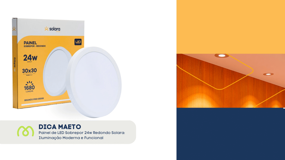 Banner Painel de LED Sobrepor 24W Redondo – Solara: Iluminação Moderna e Funcional