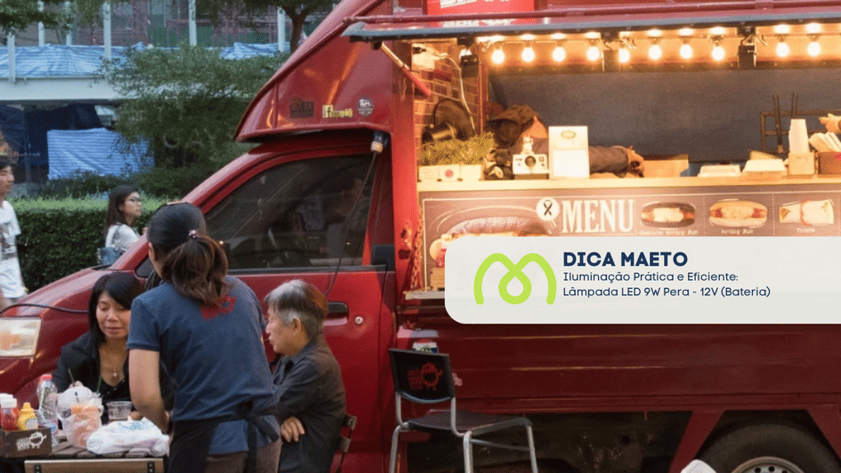 Banner Iluminação Prática e Eficiente: Lâmpada LED 9W Pera - 12V (Bateria)