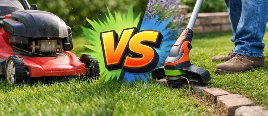 Banner Aparador de Grama ou Cortador de Grama: Qual a Diferença e Quando Usar Cada Um?