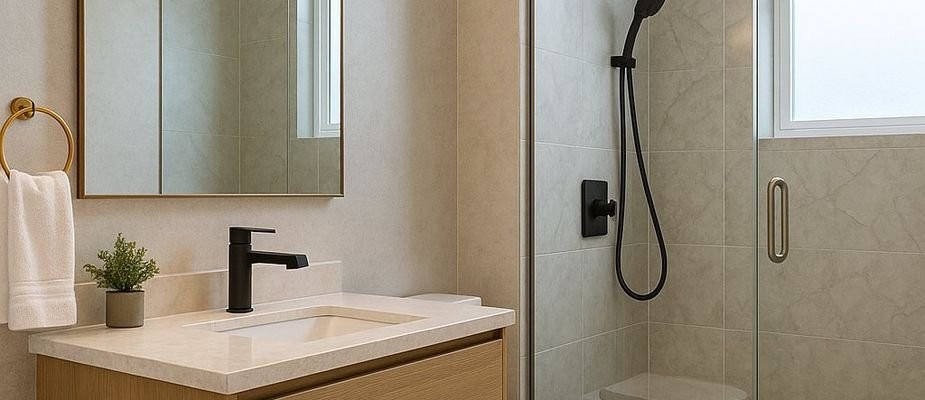 Banner Tendências em Metais para Banheiro: Dourado, Preto Fosco e Cromado Fosco | Micar Construção