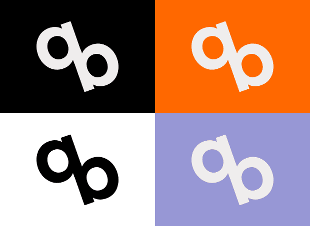 Logotipo da Abrange Shop em quatro variações de cor