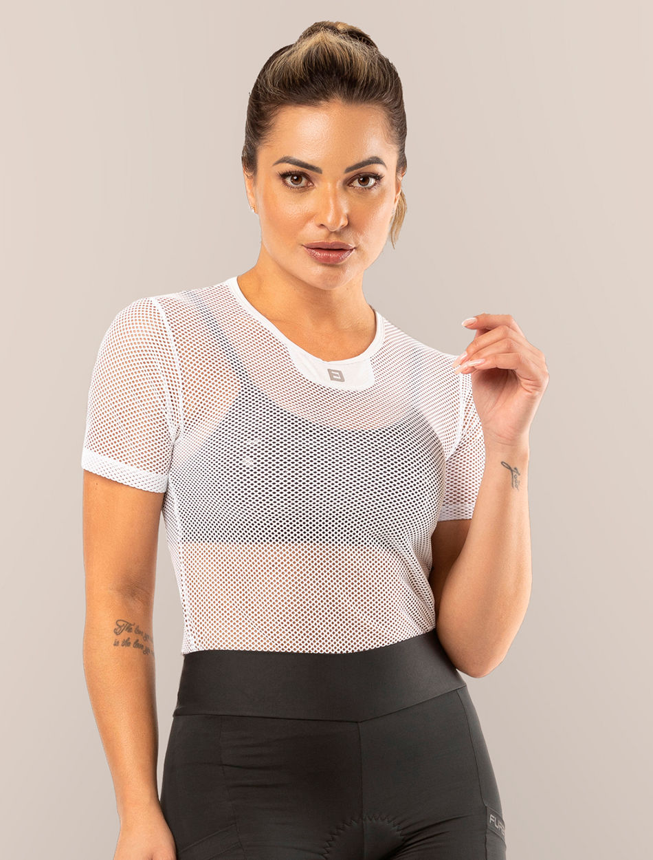 baselayer manga curta branca ciclismo