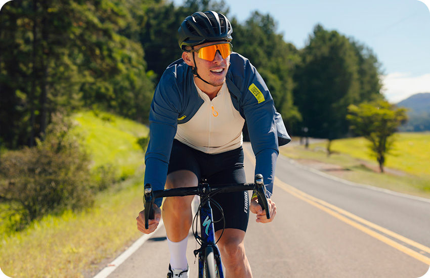 jaqueta corta vento ciclismo de estrada azul