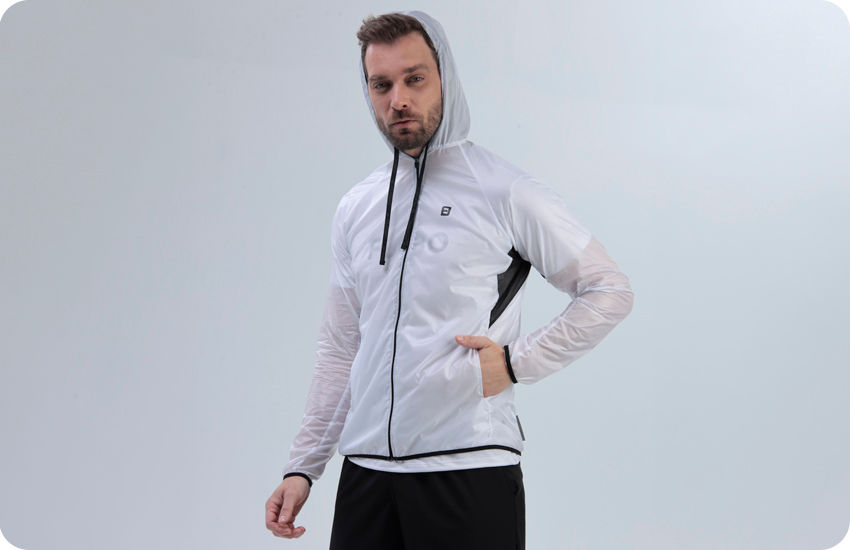jaqueta corta vento masculina running branca