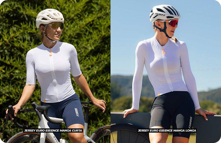 camisa ciclismo feminina manga curta e manga longa