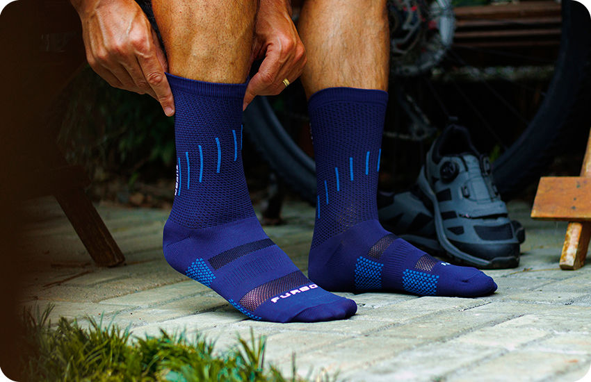 meia ciclismo azul