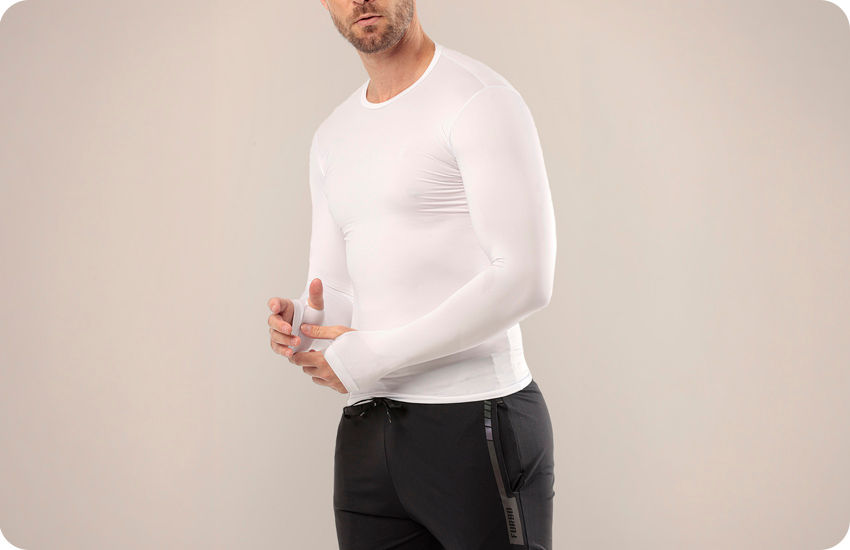 camisa segunda pele masculina branca