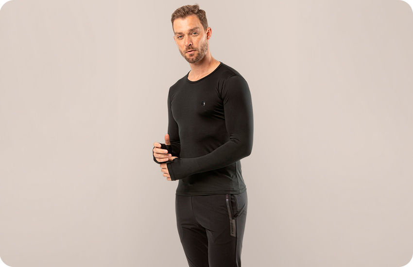 camisa segunda pele peluciada masculina