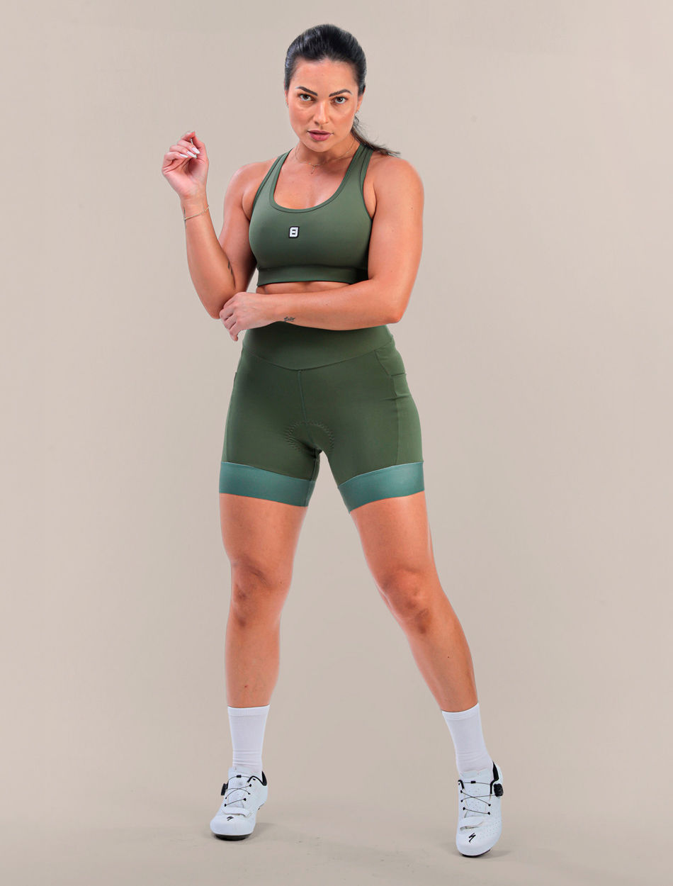 bermuda ciclismo feminina com bolso verde