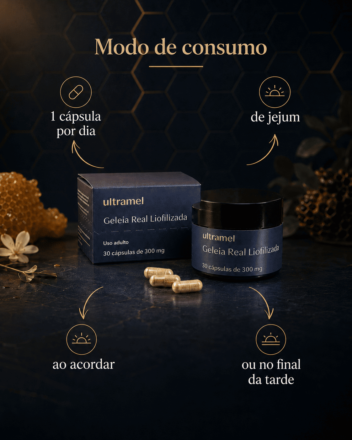 Geleia Real Pura Liofilizada Ultramel 9.000mg