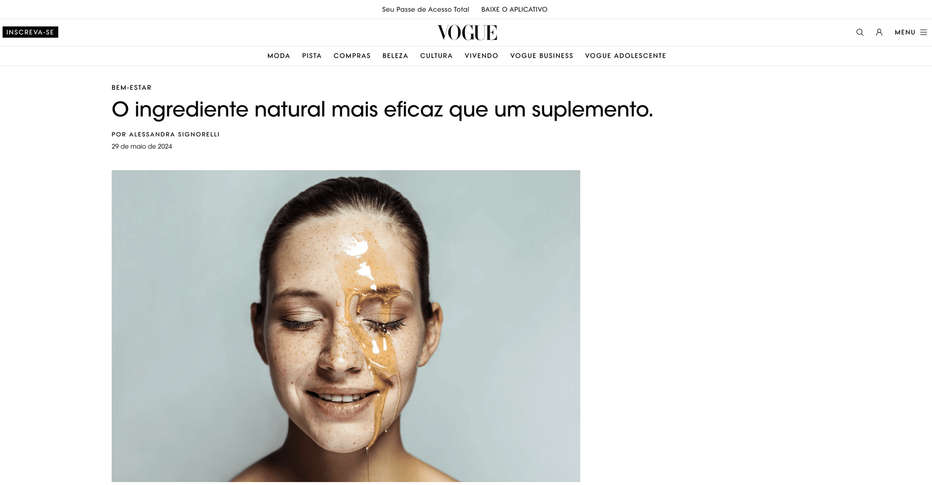 Matéria da Vogue sobre Geleia Real