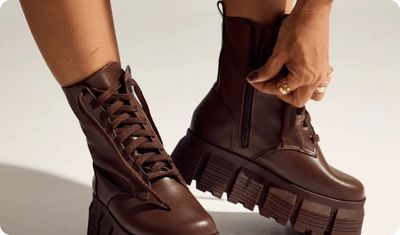 Look urbano com Bota Chunky Julieta Marrom