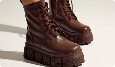 Bota Coturno Feminina Chunky Tratorada Julieta Marrom
